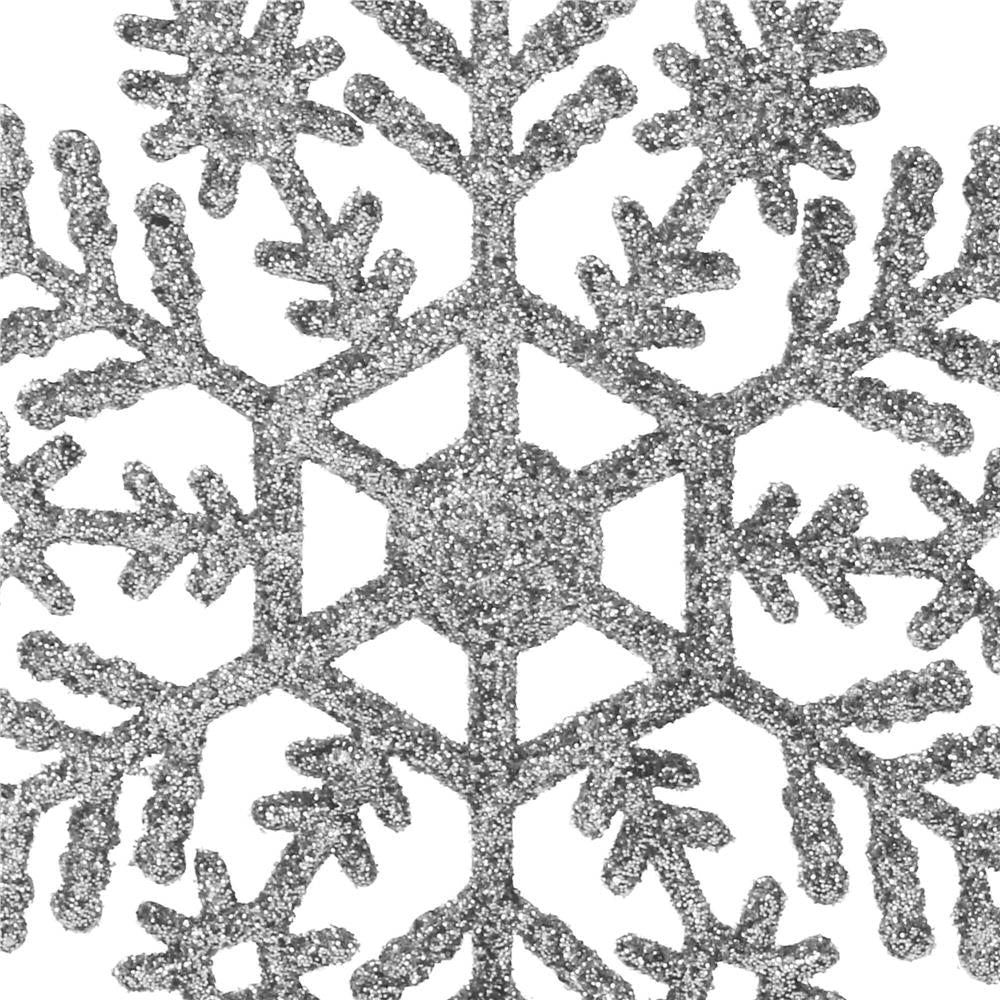 Decoratiune brad fulg de zapada, set 12 bucati, 10cm, argintiu