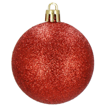 Set globuri de Craciun, 20 bucati, 3 modele, 4cm, rosu