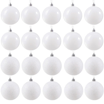 Set globuri de Craciun, 20 bucati, 8cm, alb perlat