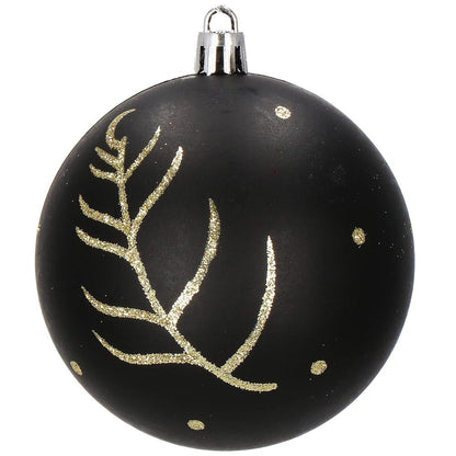 Set globuri de Craciun, 16 bucati, 8cm, 6 modele, negru auriu