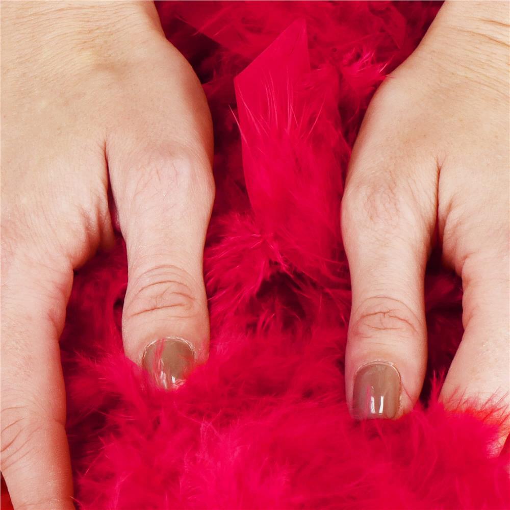 Ghirlanda pentru decor sau bradul de Craciun, model puf si pene, rosu intens, 180cm