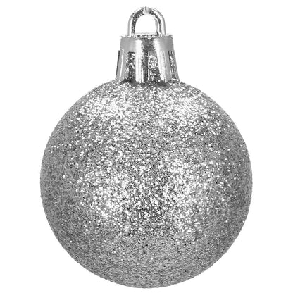 Set globuri de Craciun, 20 bucati, 3 modele, 4cm, argintiu