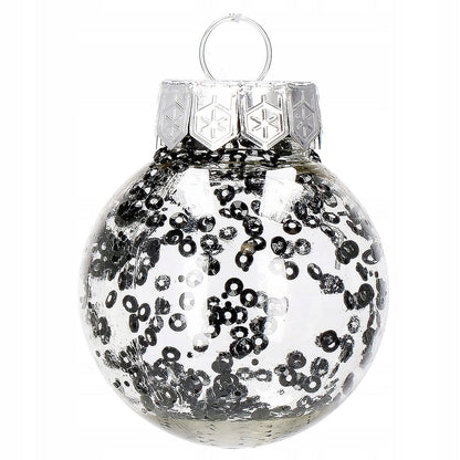Set globuri de Craciun Inedit, 24 bucati, 5cm, transparente cu interior negru