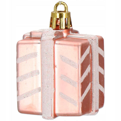 Set globuri si decoratiuni de Craciun, 77 piese, diverse dimensiuni, roz auriu