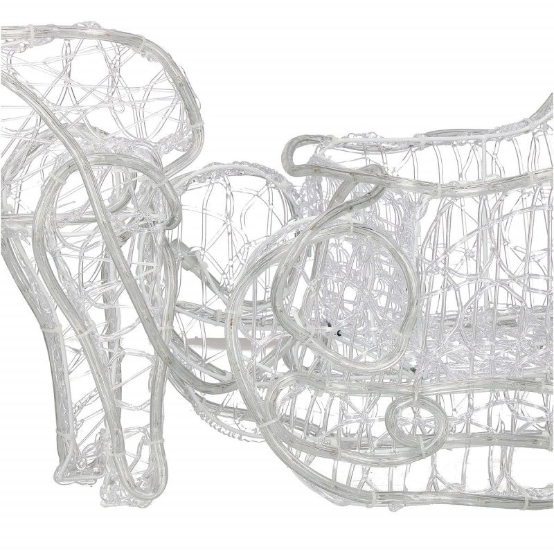 Instalatie lumini pentru Craciun, ren cu sanie, , 312 LED-uri, 150cm, galben