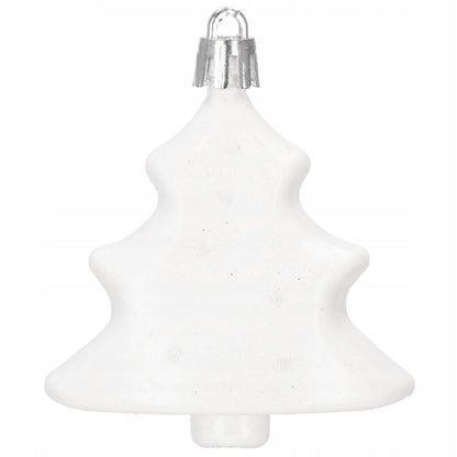 Set globuri si decoratiuni de Craciun, 72 piese, diverse dimensiuni, alb