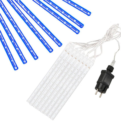(DL) Instalatie de Craciun, 8 tuburi, 30cm, 144 LED, ploaie de meteoriti, albastru