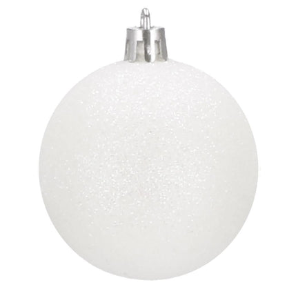 Set globuri de Craciun, 30 bucati, 3 modele, 4/5/6cm, alb