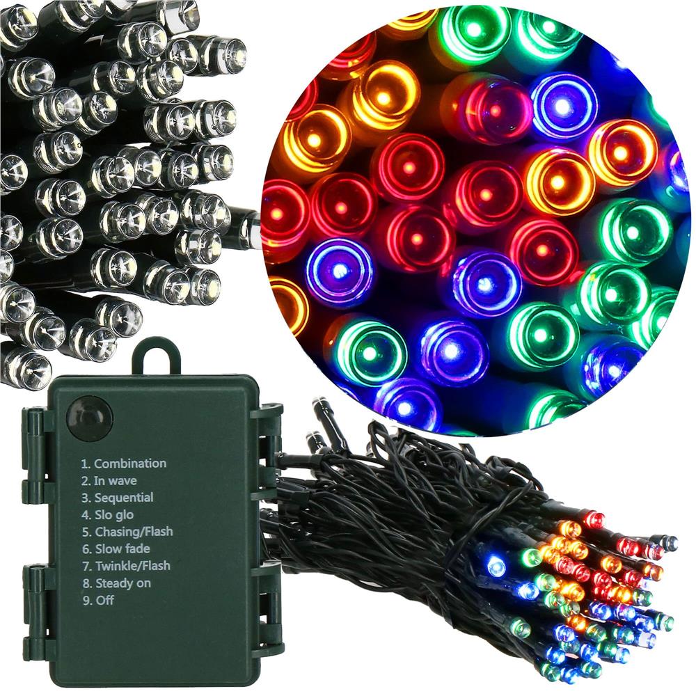 Instalatie lumini de exterior pentru gradina, 5 metri, 50 LED-uri, cu baterii, multicolor