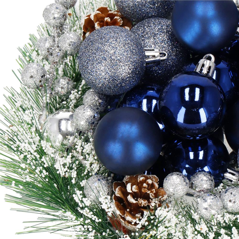 Set globuri de Craciun, 20 bucati, 3 modele, 4cm, albastru marin