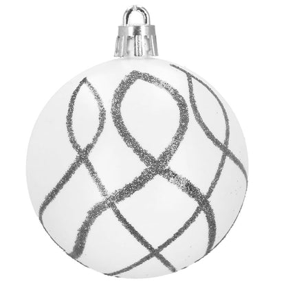 Set globuri de Craciun cu modele de sarbatori, 30 bucati, 6cm, argintiu