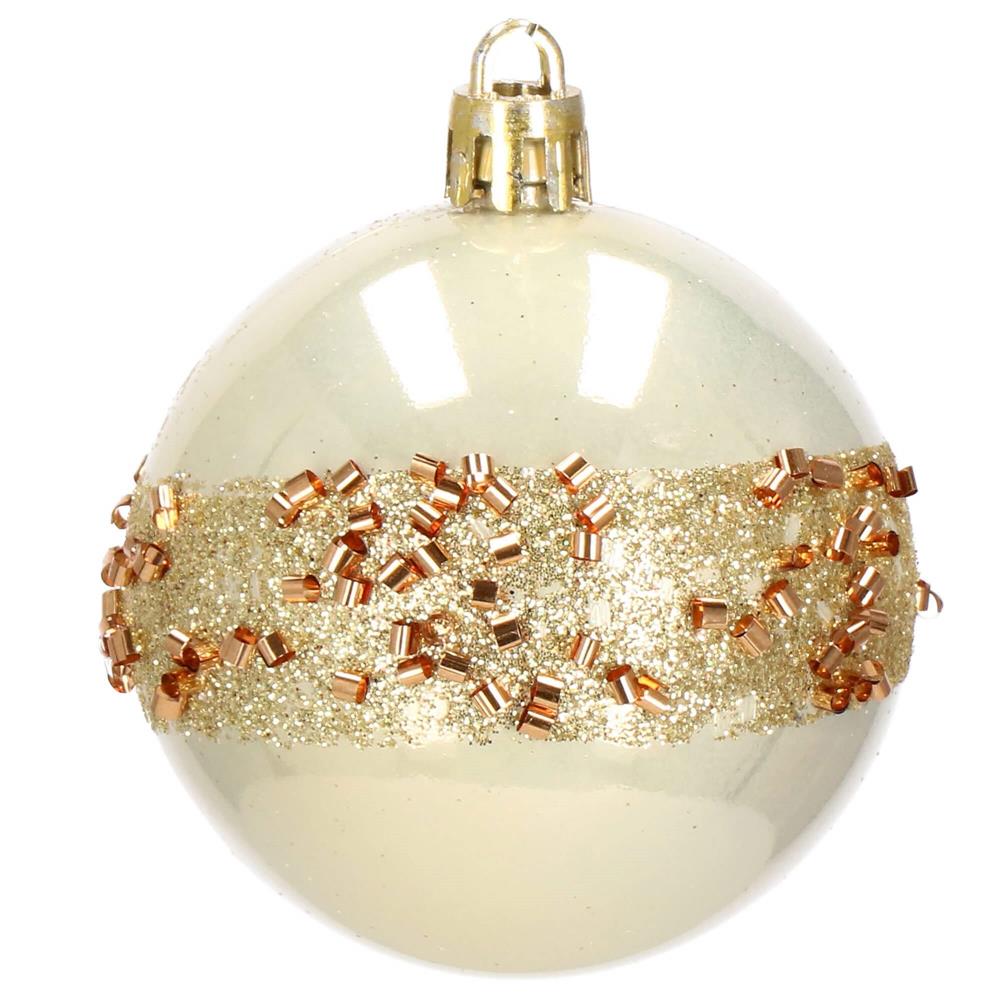Set globuri de Craciun cu modele de sarbatori, 30 bucati, 6cm, roz si auriu