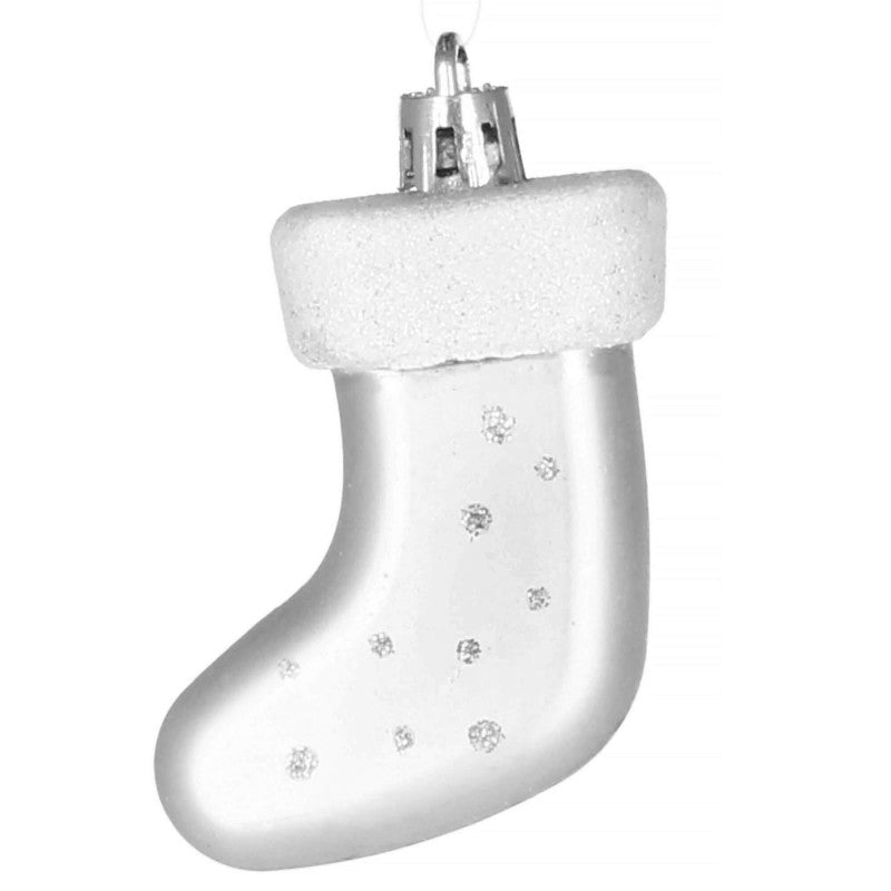 Set globuri si decoratiuni de Craciun, 77 piese, diverse dimensiuni, argintiu