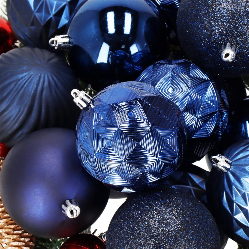 Set globuri de Craciun, 30 bucati, 6 modele, 8cm, albastru inchis