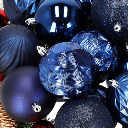 Set globuri de Craciun, 30 bucati, 6 modele, 8cm, albastru inchis