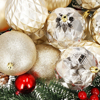 Set globuri de Craciun, 30 bucati, 6 modele, 8cm, auriu