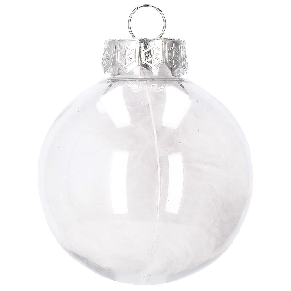 Set globuri de Craciun Inedit, 30 bucati, 7cm, transparente si argintiu