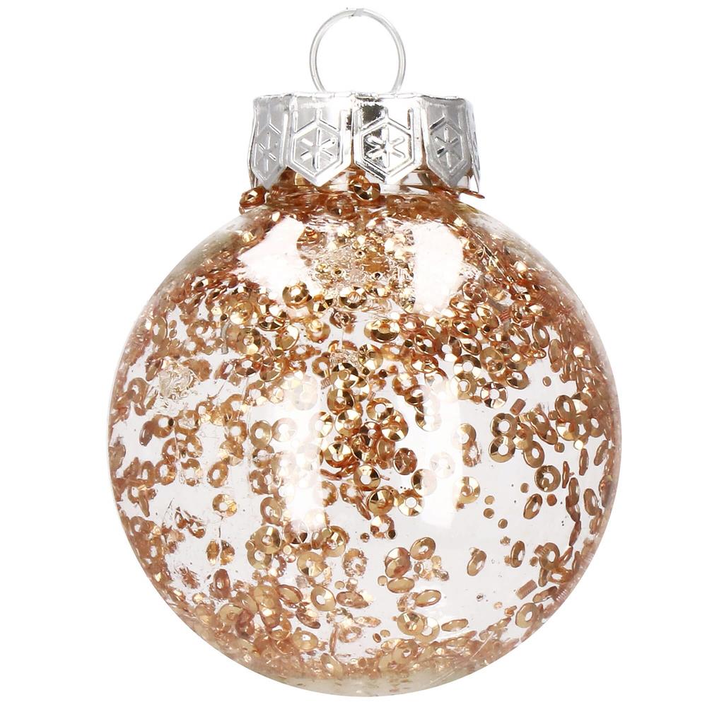 Set globuri de Craciun Inedit, 30 bucati, 6cm, transparente si auriu