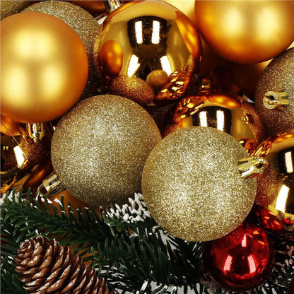 Set globuri de Craciun, 30 bucati, 3 modele, 6cm, auriu