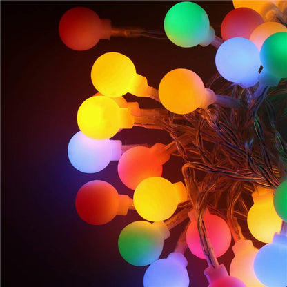 Instalatie bile luminoase pentru gradina, 7,5 metri, 50 LED-uri, cu baterii, multicolor