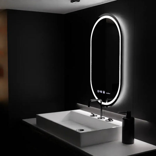 Oglinda LED Ovala 60x80 â€“ Eminence MotionGlow Marcello, Sistem Dezaburire, Termometru & Ceas, Dimabila