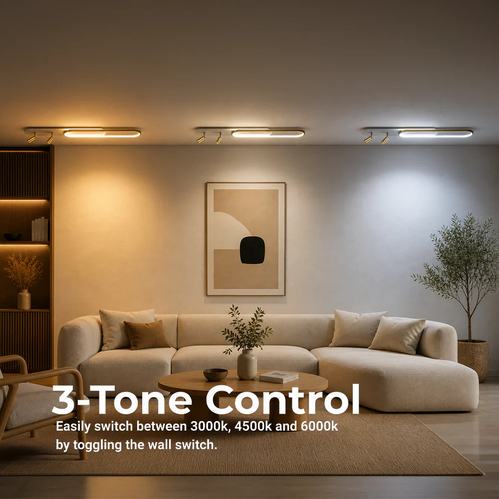 Lustra LED cu Proiector Reglabil FISSO Camilla, 69W, lumina Rece/Calda/Neutra, Auriu Lucios