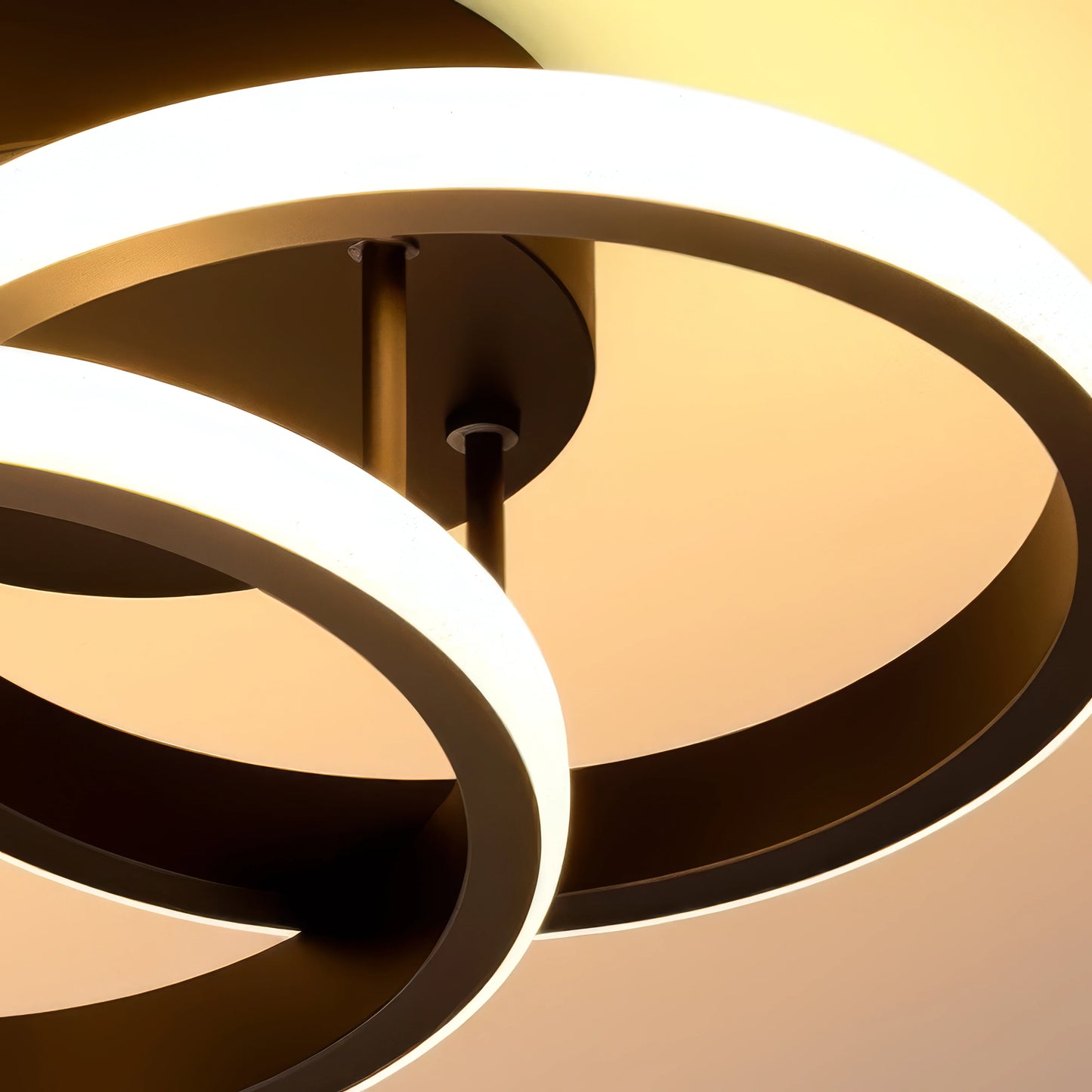 Lustra LED VERTEX Circula Cercuri Suprapuse, 44W, 2 Cercuri, Lumina Rece/Calda/Neutra, Negru