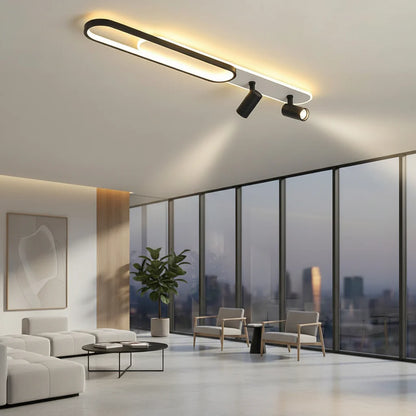 Lustra LED Bastet 49W Lumina Rece/Calda/Neutra Proiector Reglabil Acril si Metal Alb si Negru