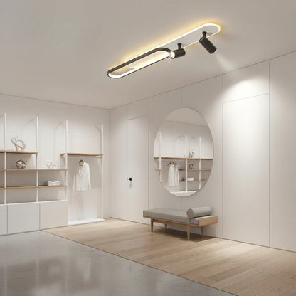 Lustra LED Bastet 49W Lumina Rece/Calda/Neutra Proiector Reglabil Acril si Metal Alb si Negru