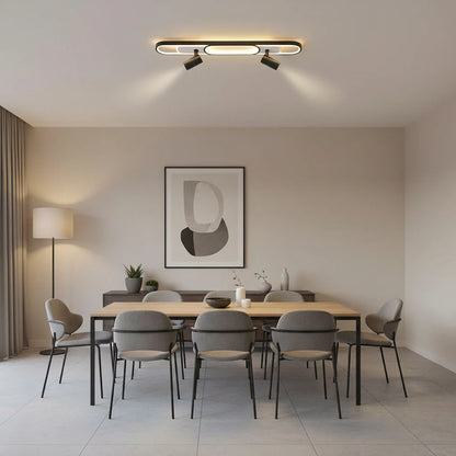 Lustra LED Bastet 49W Lumina Rece/Calda/Neutra Proiector Reglabil Acril si Metal Alb si Negru