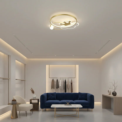 Lustra LED Rafael cu Telecomanda, 57W, Dimabila, 3000K/4000K/6000K, Auriu