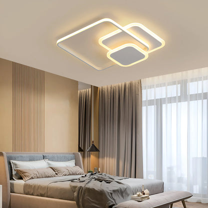 Lustra LED cu telecomanda SANDRA, 75W, 3 Patrate, lumina Rece/Calda/Neutra, Dimabila, Alb