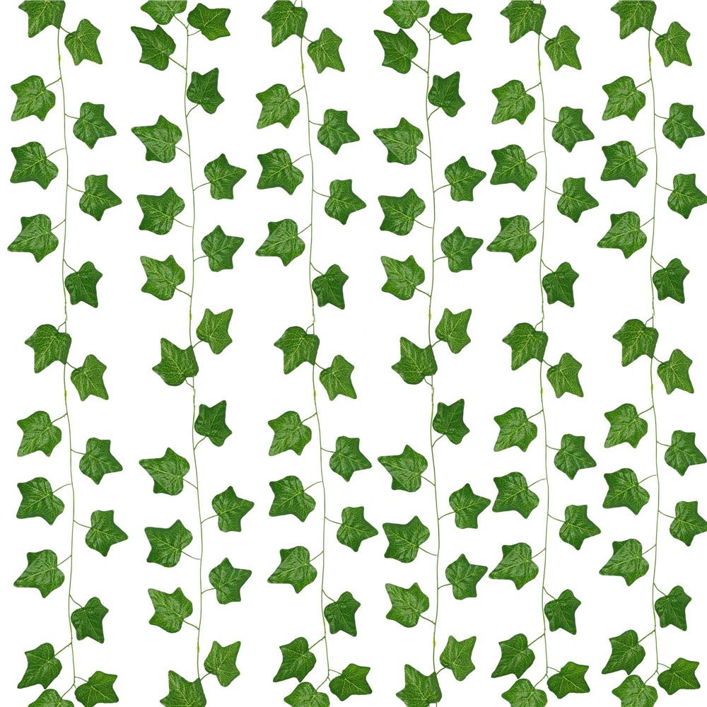 Set 6 ghirlande iedera artificiala pentru decorare, 6x208cm, frunze mici, verde