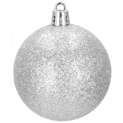 Set globuri si decoratiuni de Craciun, 102 piese, diverse dimensiuni, argintiu