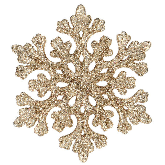 Decoratiune brad fulg de zapada, set 8 bucati, 8cm, auriu