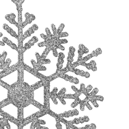 Decoratiune brad fulg de zapada, set 12 bucati, 10cm, argintiu
