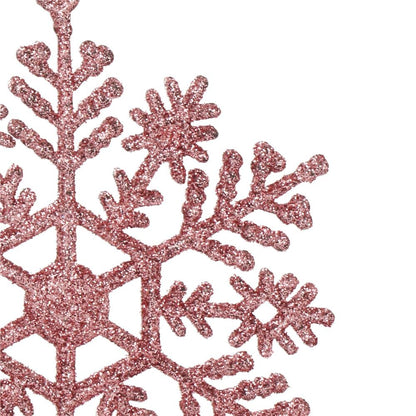 Decoratiune brad fulg de zapada, set 12 bucati, 10cm, roz