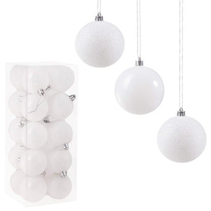 Set globuri de Craciun, 20 bucati, 8cm, alb perlat