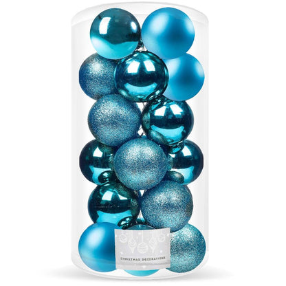 Set globuri de Craciun, 20 bucati, 3 modele, 4cm, albastru