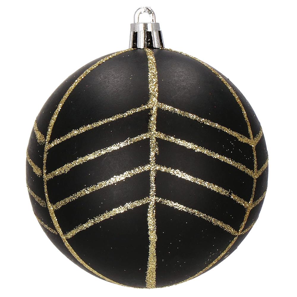 Set globuri de Craciun, 16 bucati, 8cm, 6 modele, negru auriu