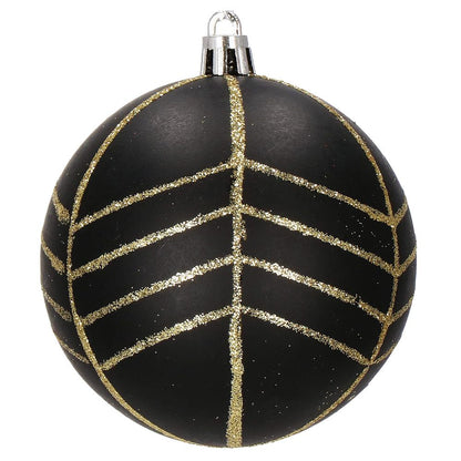 Set globuri de Craciun, 16 bucati, 8cm, 6 modele, negru auriu