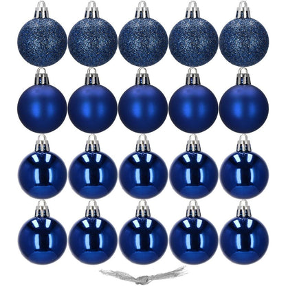 Set globuri de Craciun, 20 bucati, 3 modele, 4cm, albastru inchis