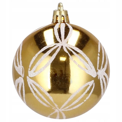 Set globuri de Craciun cu modele de sarbatori, 30 bucati, 7cm, alb auriu