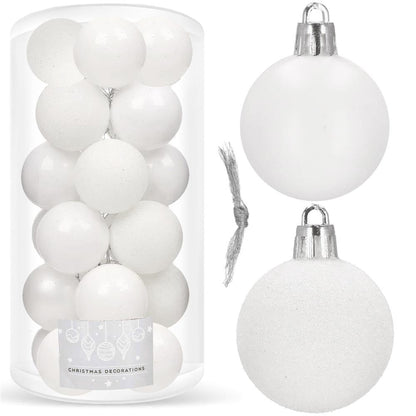 Set globuri de Craciun, 20 bucati, 3 modele, 4cm, alb