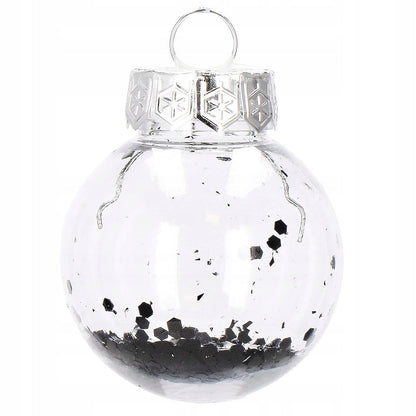 Set globuri de Craciun Inedit, 24 bucati, 5cm, transparente cu interior negru