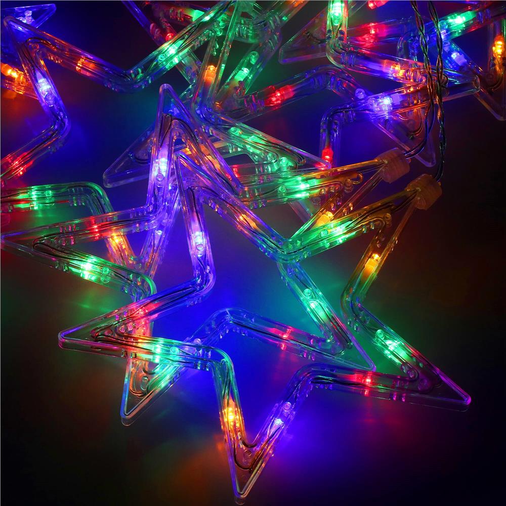 Ghirlanda luminoasa tip perdea cu stelute 138 LED-uri, 2m, pentru interior/exterior, iluminare multicolor