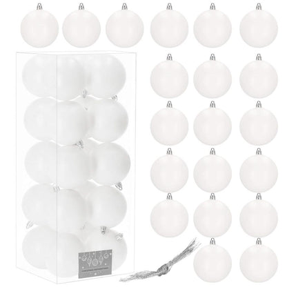 Set globuri de Craciun, 20 bucati, 8cm, alb mat