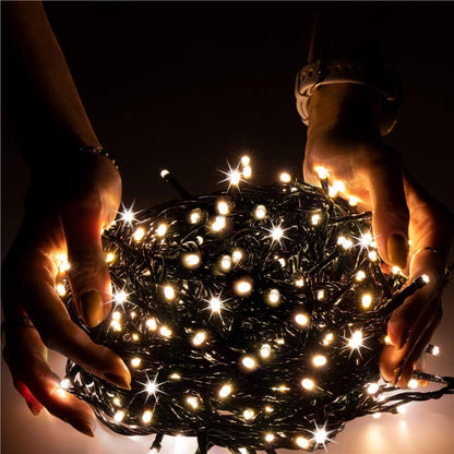 Ghirlanda luminoasa tip perdea Premium 300 LED-uri, 14,5m, 18Wati, interior/exterior, cu flash, alb cald (galben)