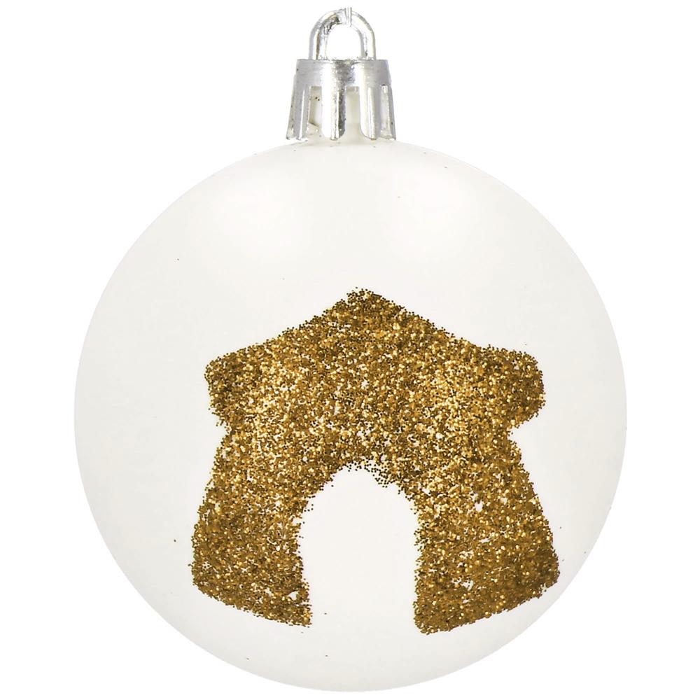 Set globuri de Craciun cu modele de sarbatori, 30 bucati, 6cm, auriu