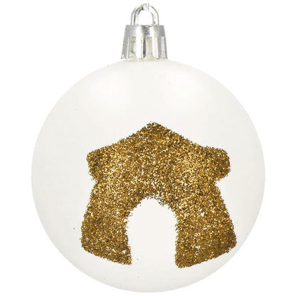 Set globuri de Craciun cu modele de sarbatori, 30 bucati, 6cm, auriu